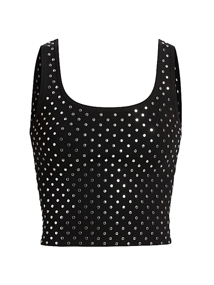 Studded Rib-Knit Crop Tank