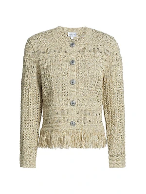 Beaded Fringe Knit Cardigan Jacket