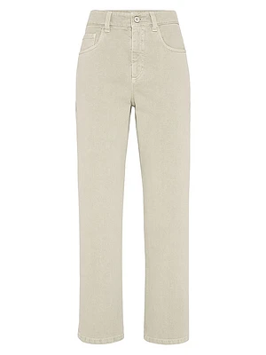 Dyed Denim Retro Loose Five Pocket Trousers