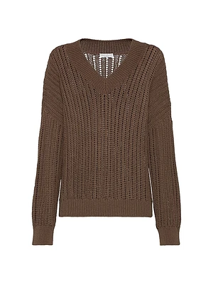 Cotton Openwork Rib Sweater