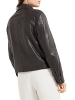 Polished Leather Cropped Peacoat
