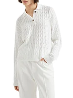 Cotton Dazzling Cables Knit Polo Shirt