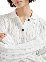 Cotton Dazzling Cables Knit Polo Shirt