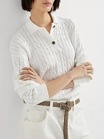 Cotton Dazzling Cables Knit Polo Shirt
