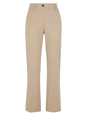 Stretch Cotton Cover Kickflare Cigarette Trousers