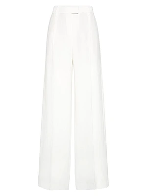 Viscose and Linen Fluid Twill Loose Pleated Trousers