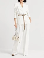 Viscose and Linen Fluid Twill Loose Pleated Trousers