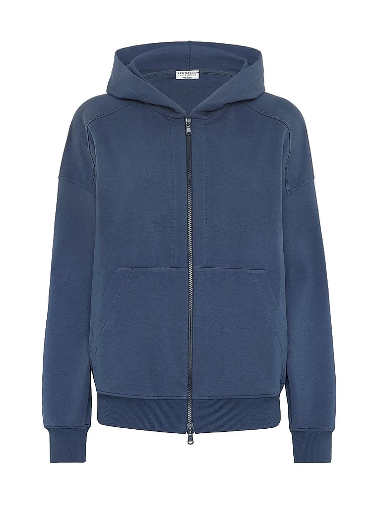 Stretch Cotton Lightweight French Terry Hooded Sweatshirt