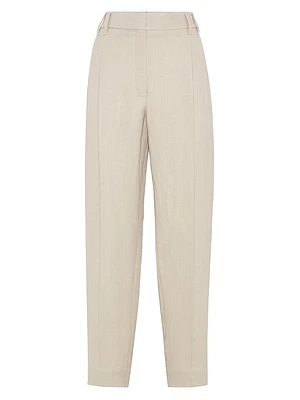 Viscose and Linen Fluid Twill Slouchy Trousers