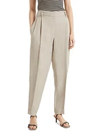 Viscose and Linen Fluid Twill Slouchy Trousers