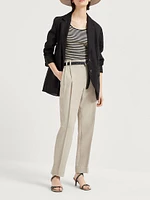 Viscose and Linen Fluid Twill Slouchy Trousers