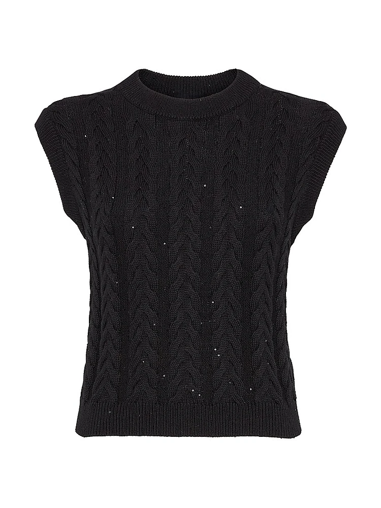 Cotton Dazzling Double Cable Sweater Vest