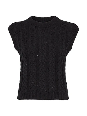 Cotton Dazzling Double Cable Sweater Vest