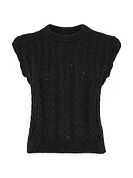 Cotton Dazzling Double Cable Sweater Vest