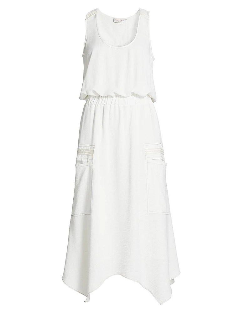 Embellished Hallie Sleeveless Asymmetric-Hem Midi-Dress