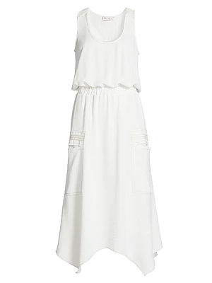 Embellished Hallie Sleeveless Asymmetric-Hem Midi-Dress