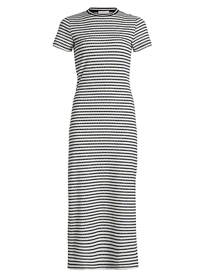 Skye Striped Short Sleeve Sheath Midi-Dress