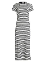 Skye Striped Short Sleeve Sheath Midi-Dress