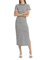 Skye Striped Short Sleeve Sheath Midi-Dress