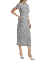 Skye Striped Short Sleeve Sheath Midi-Dress