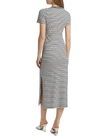 Skye Striped Short Sleeve Sheath Midi-Dress