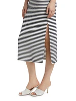 Skye Striped Short Sleeve Sheath Midi-Dress