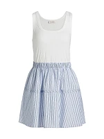 Moxie Crystal-Embellished Striped Minidress