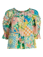 Garden Lula Patchwork Print Button-Front Top