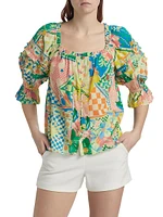 Garden Lula Patchwork Print Button-Front Top