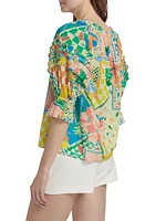 Garden Lula Patchwork Print Button-Front Top