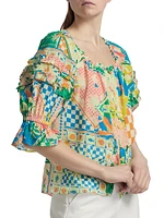 Garden Lula Patchwork Print Button-Front Top