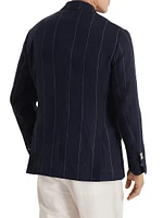 Linen Wide Chalk Stripe Deconstructed Cavallo Blazer