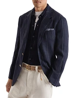 Linen Wide Chalk Stripe Deconstructed Cavallo Blazer