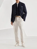 Linen Wide Chalk Stripe Deconstructed Cavallo Blazer