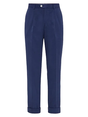Délavé Silk Twill Leisure Fit Trousers with Pleat