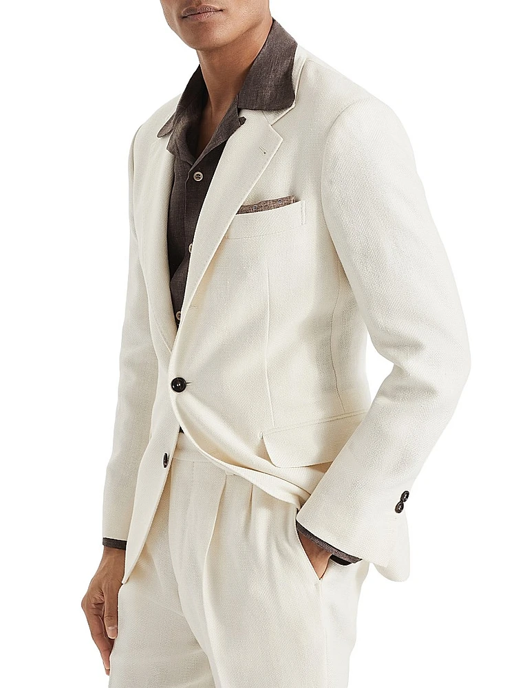 Textured Stripe Diagonal Deconstructed Blazer