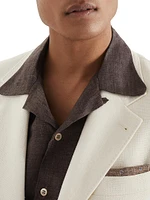 Textured Stripe Diagonal Deconstructed Blazer