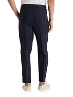 Linen Wide Chalk Stripe Leisure Fit Trousers