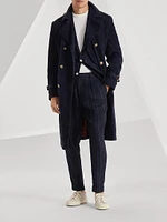 Linen Wide Chalk Stripe Leisure Fit Trousers