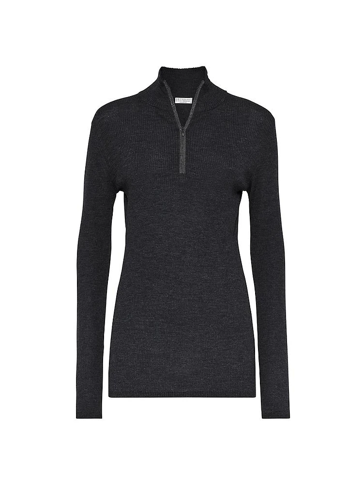 Virgin Wool and Cashmere Rib Lightweight Sweater