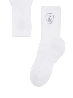 Techno Cotton Rib Knit Socks with Embroidered Logo