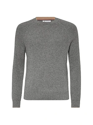 Cashmere English Rib Sweater with Raglan Sleeves