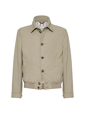 Techno Cotton Gabardine Shirt Style Bomber Jacket