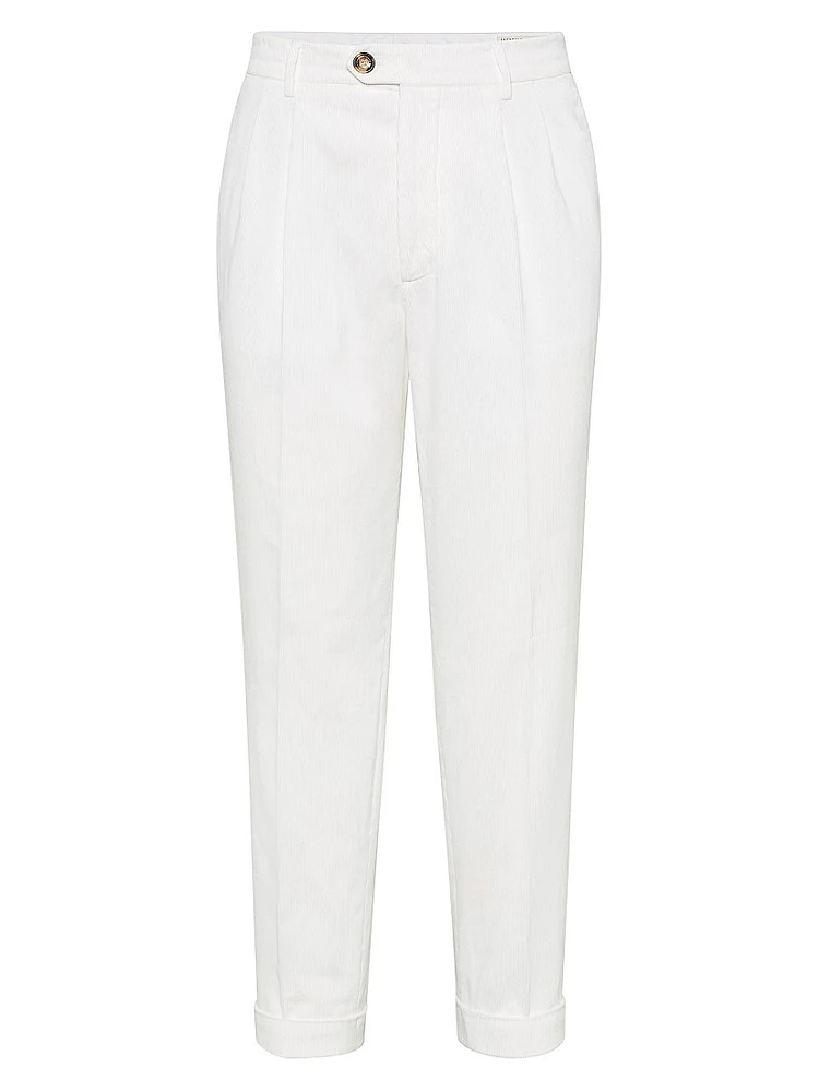 Garment Dyed Leisure Fit Trousers Cotton Narrow Wale Corduroy