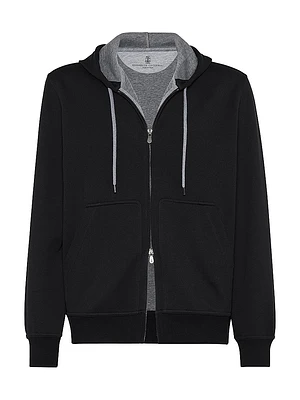 French Terry Double Cloth Hooded Sweatshirt with Zipper