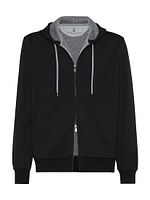 French Terry Double Cloth Hooded Sweatshirt with Zipper