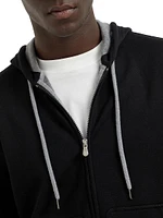 French Terry Double Cloth Hooded Sweatshirt with Zipper