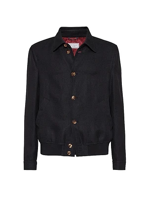 Linen, Wool and Silk Diagonal Outerwear Jacket