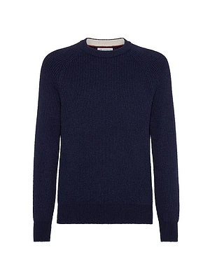 Malfilé Cotton English Rib Sweater with Raglan Sleeves