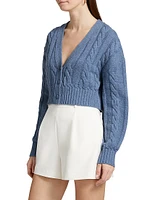 Lucie Cable-Knit Crop Cardigan